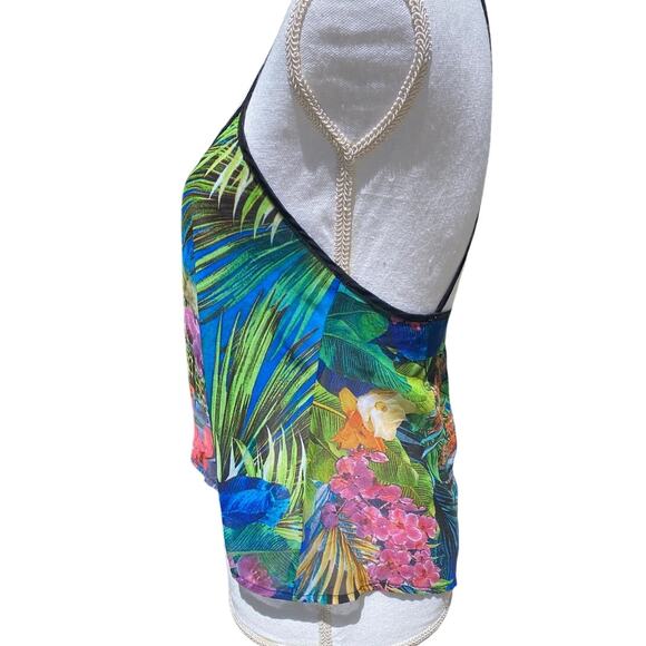 Vintage Tank Top Cami Timing Made in USA XS Floral Animal Print Sheer Coquette - Picture 2 of 9